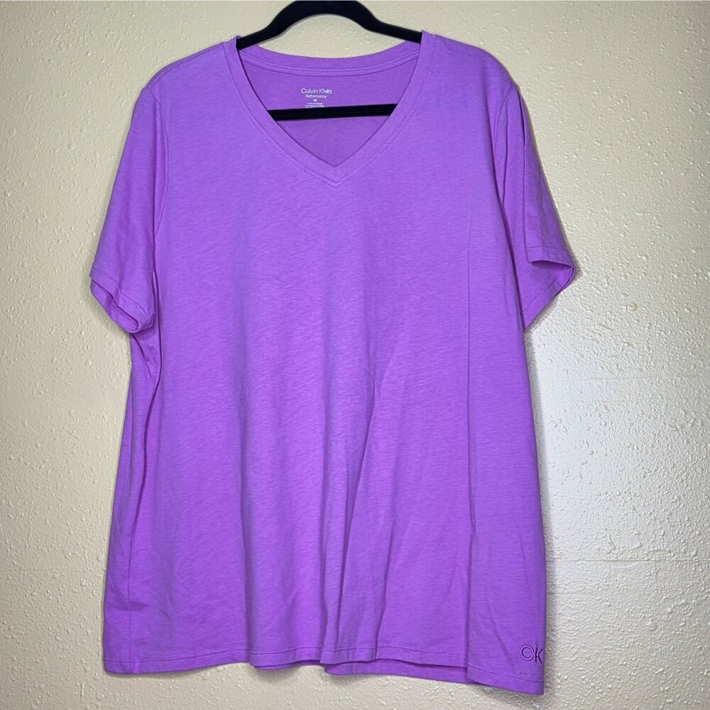 NWT Calvin Klein Performance Plus Size Cotton V-Neck Short-Sleeve T-Shirt